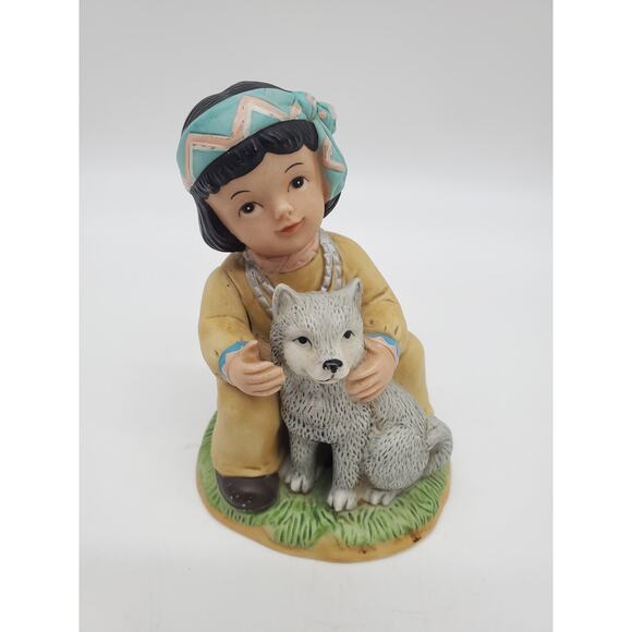 Native American Child Figurine - 4" - Picture 1 of 4